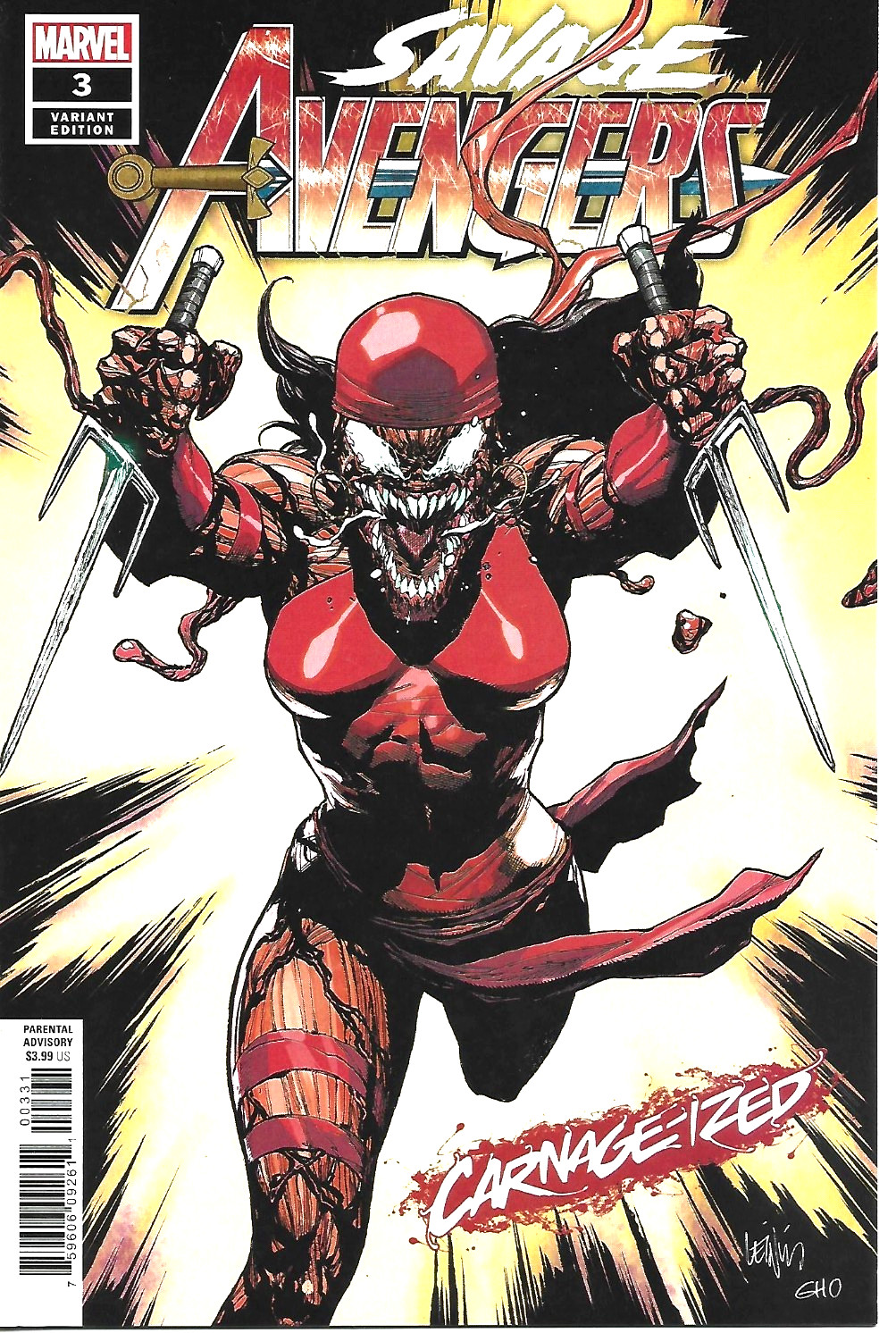 SAVAGE AVENGERS #3 LIENIL FRANCES YU VARIANTE CARNAGE-IZED MARVEL COMICS 2019 B/B
