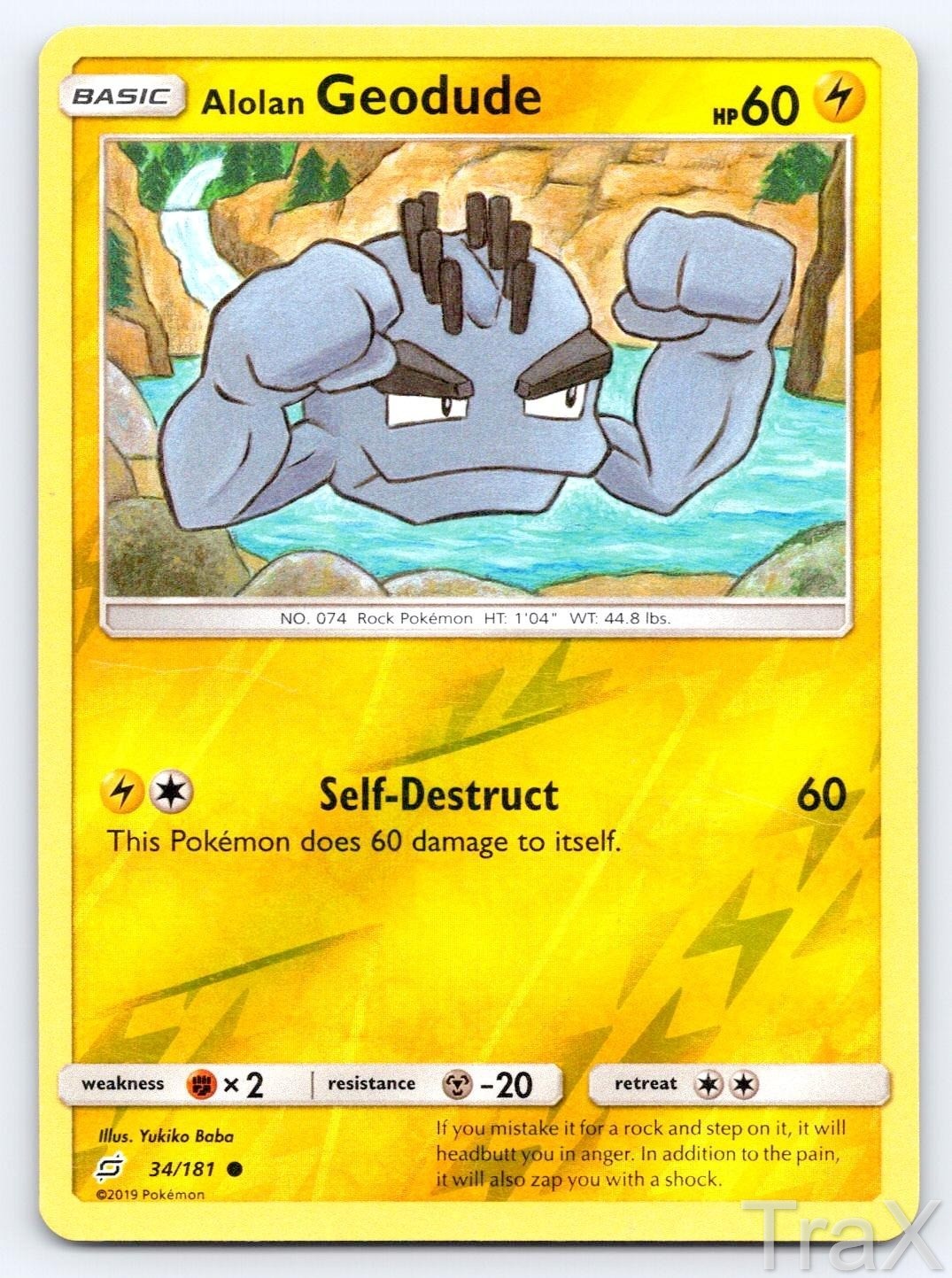 Alolan Geodude 34/181 Reverse Holo Team Up Pokemon LP comune