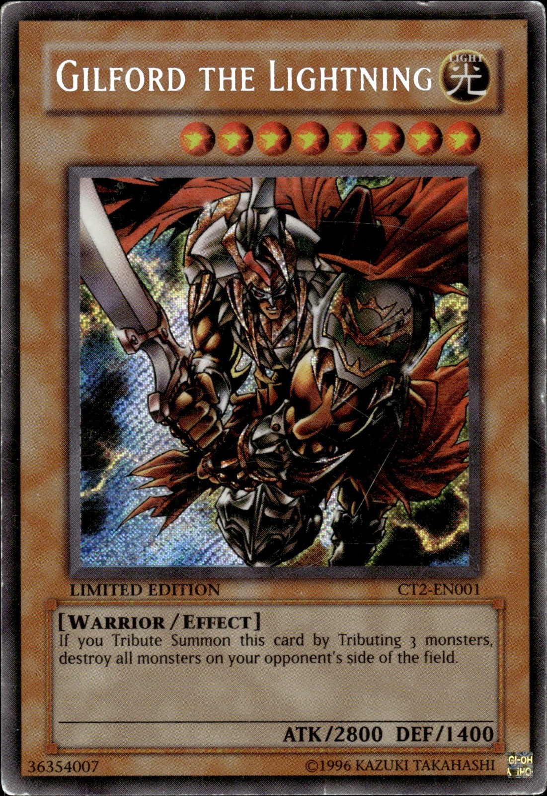 Gilford The Lightning - Secret Rare Limited Edition CT2-EN001 - HP - YuGiOh