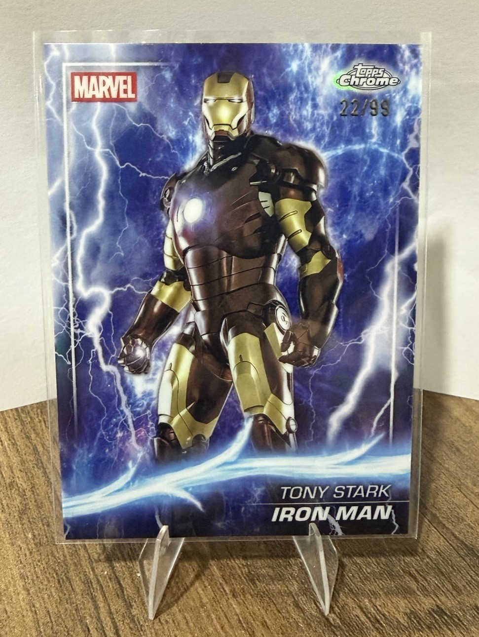 2025 Topps Marvel Studios Chrome Iron Man Thor's Lightning Refractor /99