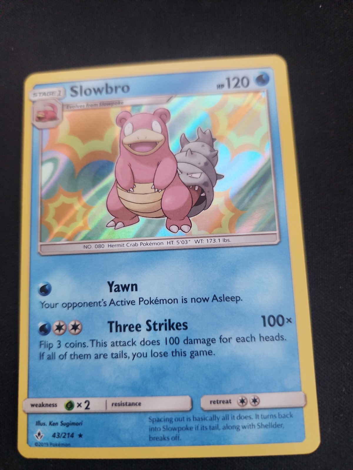 Slowbro Pokemon Sole e Luna Legami Ininterrotti 43/214 Raro Reverse Holo 