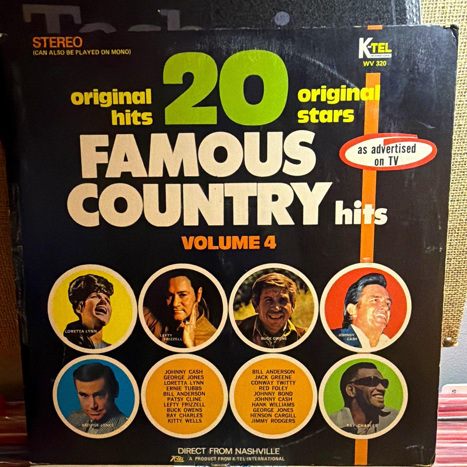 K-Tel 20 Famous Country Hits Volume 4 LP Vinyl Stereo Compilation WV 320