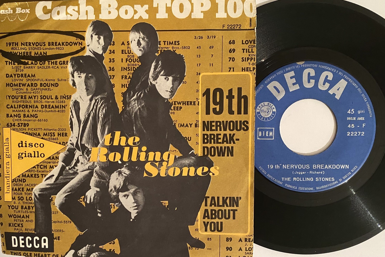 The Rolling Stones - 19th Nervous Breakdown Italy original Decca 7" 45rpm 1966