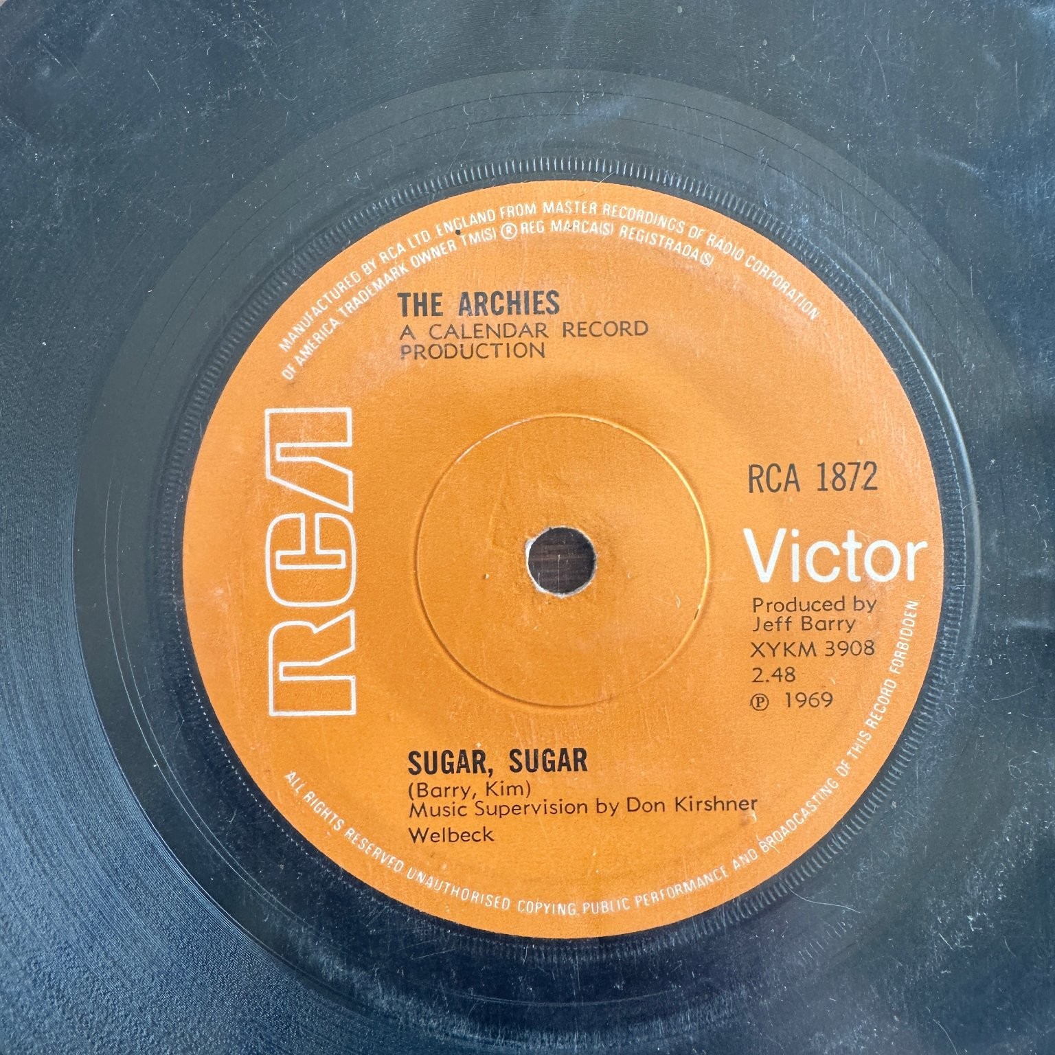 The Archies – Sugar, Sugar / Melody Hill 7" Single 1969 RCA Victor Pop 45 RPM