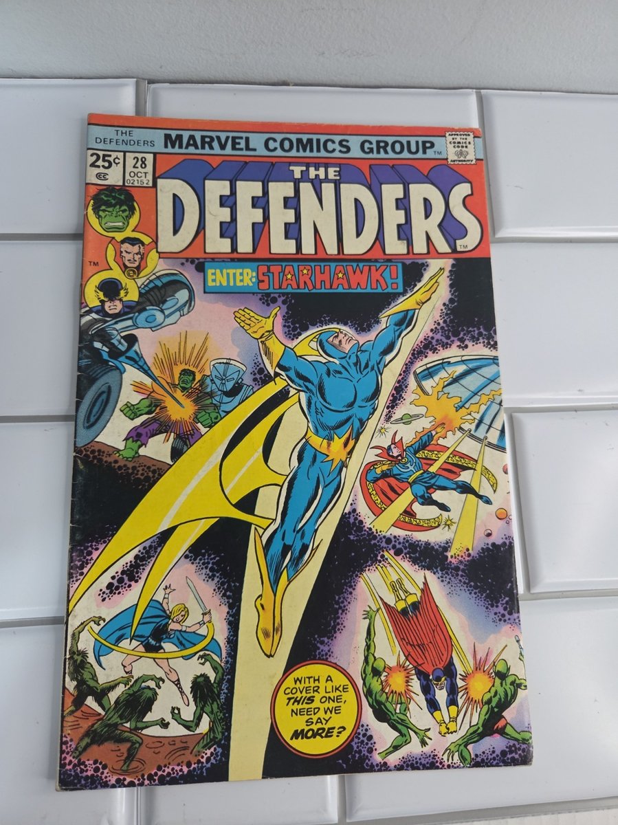 Defenders #28 (1975, Marvel) prima apparizione completa Starhawk fumetto numero chiave