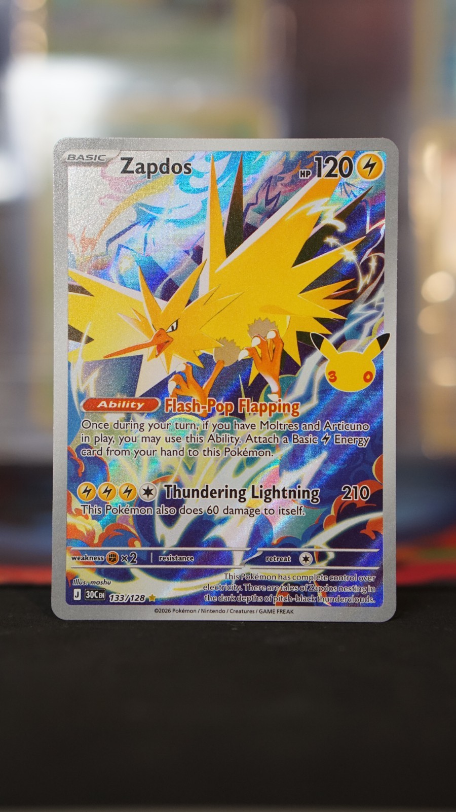 Zapdos 133/128 Illustrazione Rara IR Pokemon TCG 30° Celebrazione 2026 NM FRESCO