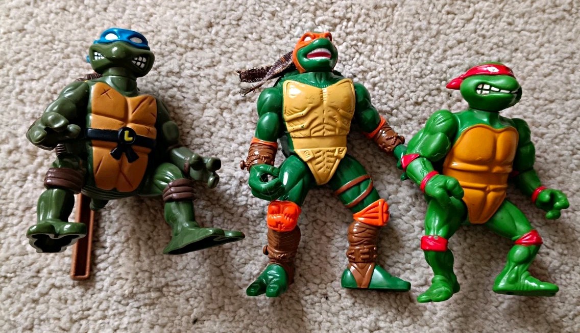 TMNT Tartarughe Ninja Pacchetto 3 Figure Leonardo Michelangelo Raffaello Backflip Leone 