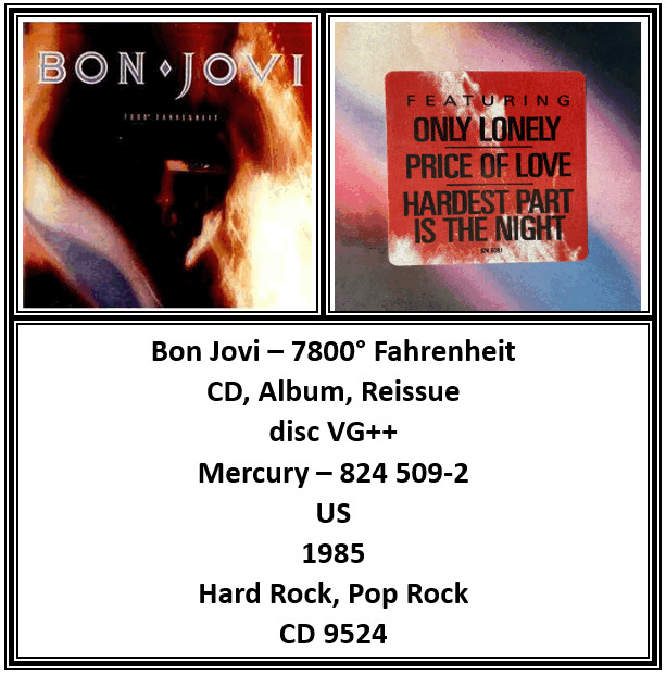 Bon Jovi – 7800° Fahrenheit (VG++) CD