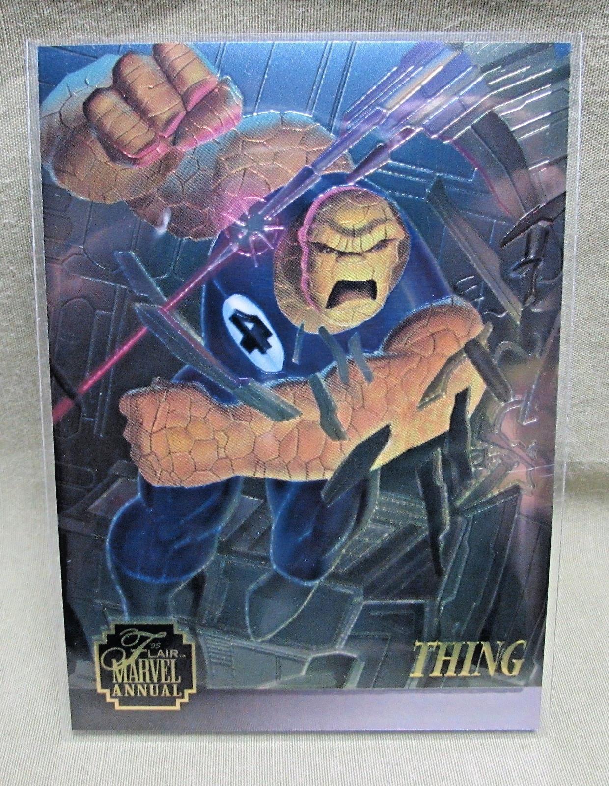 1995 FLAIR MARVEL ANNUAL CHROMIUM THE THING CHASE CARD # 4 NM/M Fleer Insert