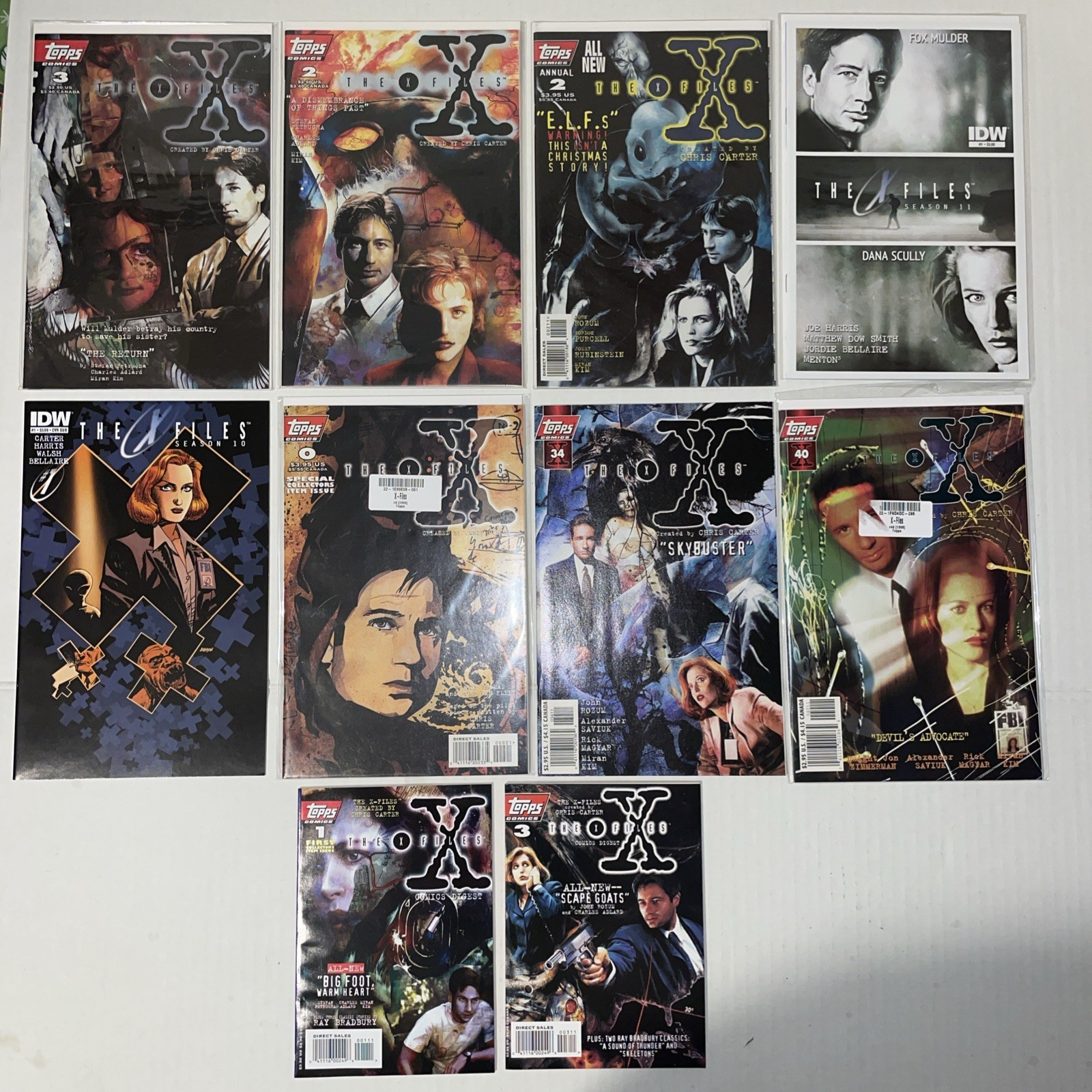  X-FILES fumetto lotto di 10 Topps Comics IDW digest annuali numeri di alta qualità #0 