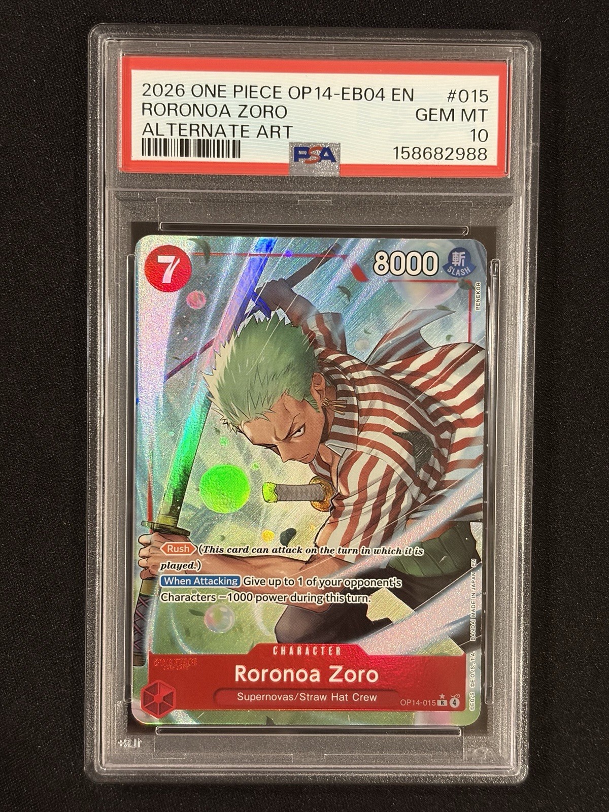 2026 pezzo unico OP14-EB04 Roronoa Zoro arte alternativa PSA 10
