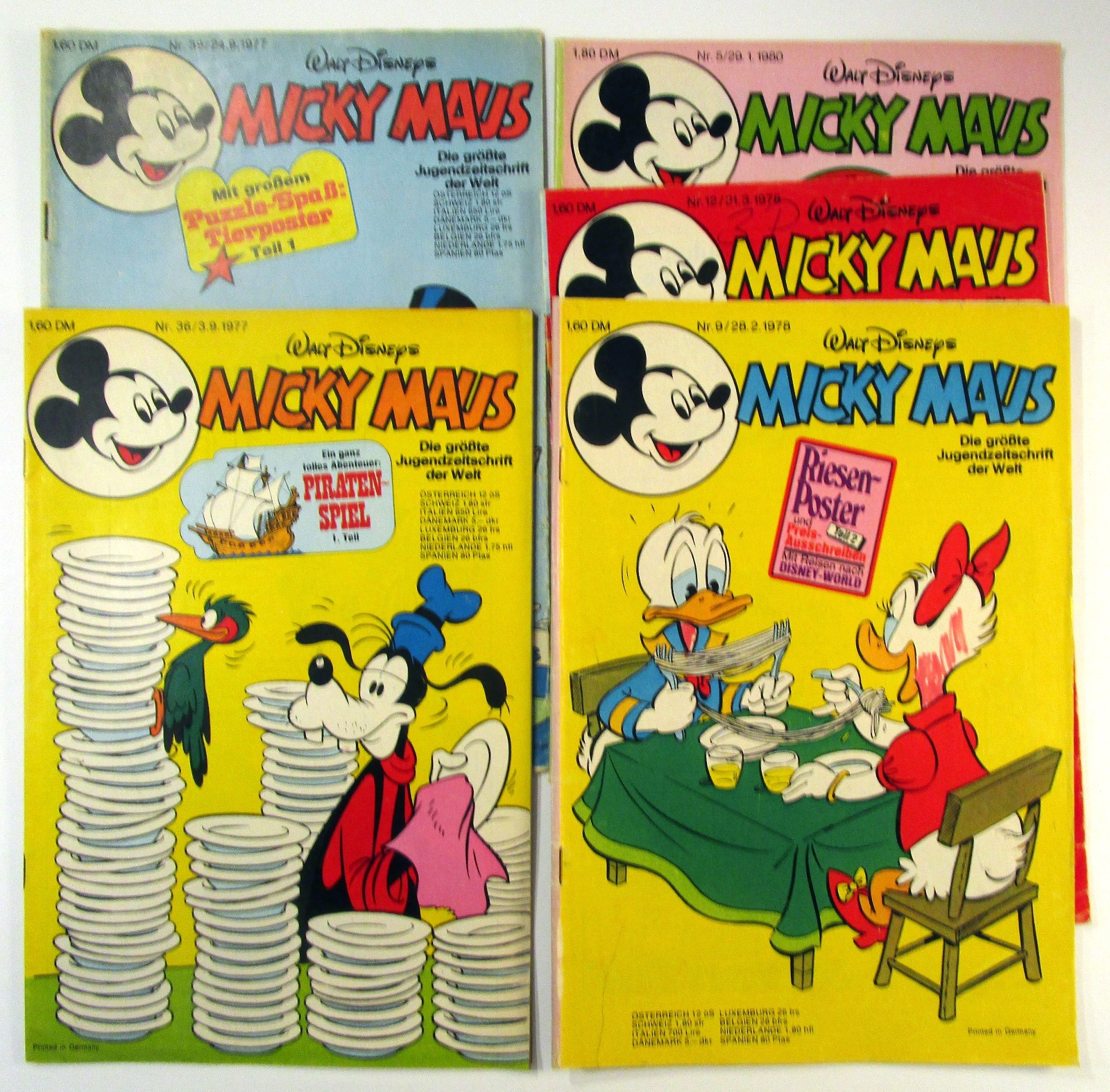 Lotto di 5 fumetti Topolino 1977 - 1980 lotto 4 editori Ehapa