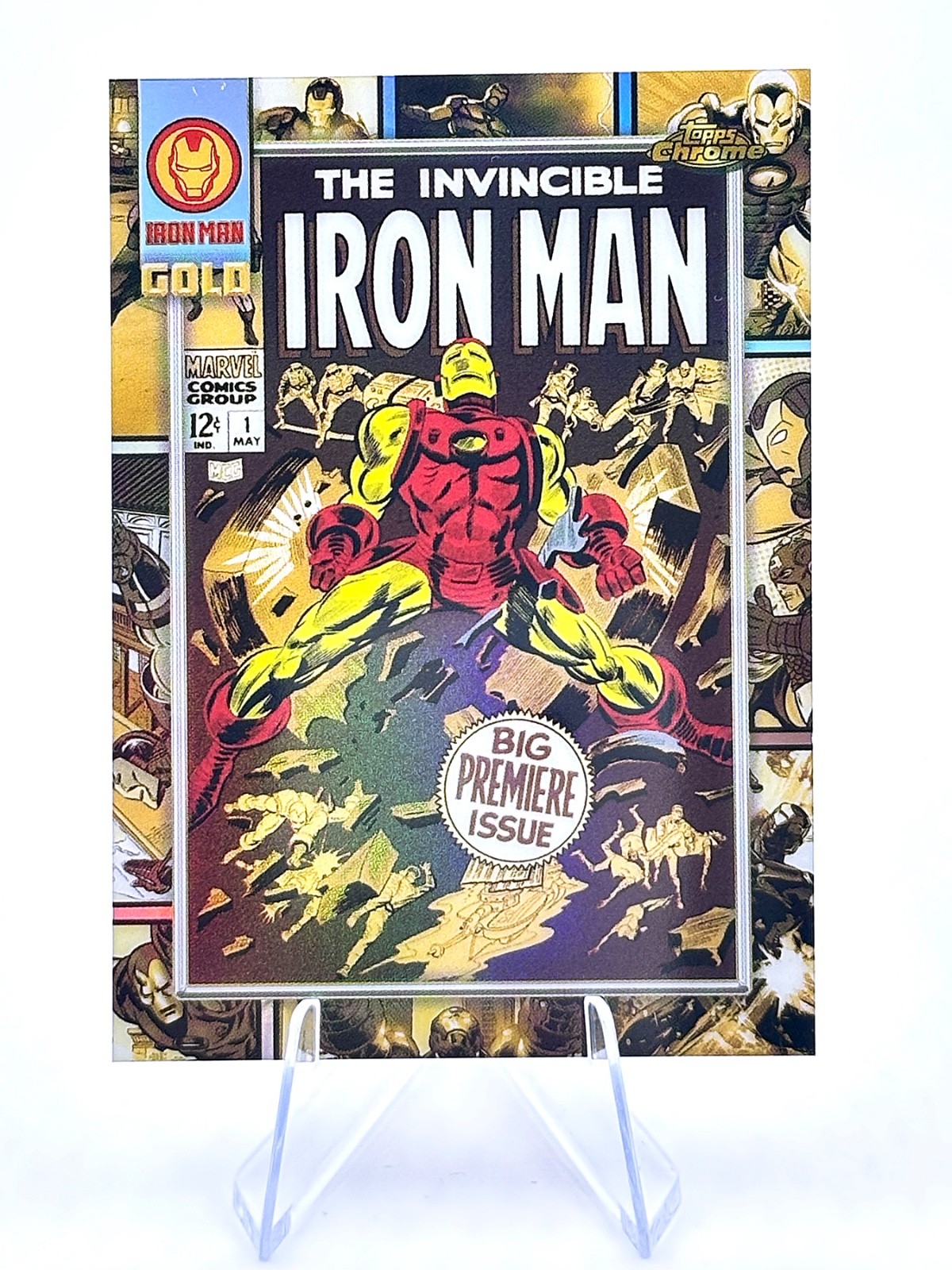 2025 Topps Marvel Chrome Iron Man inserto oro IM-3 Iron Man #1 scheda copertina fumetto