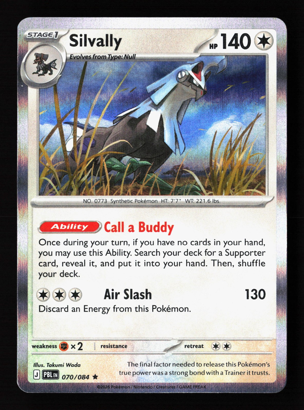 Carta Pokemon Silvally 070/084 Holo Pitch Nera