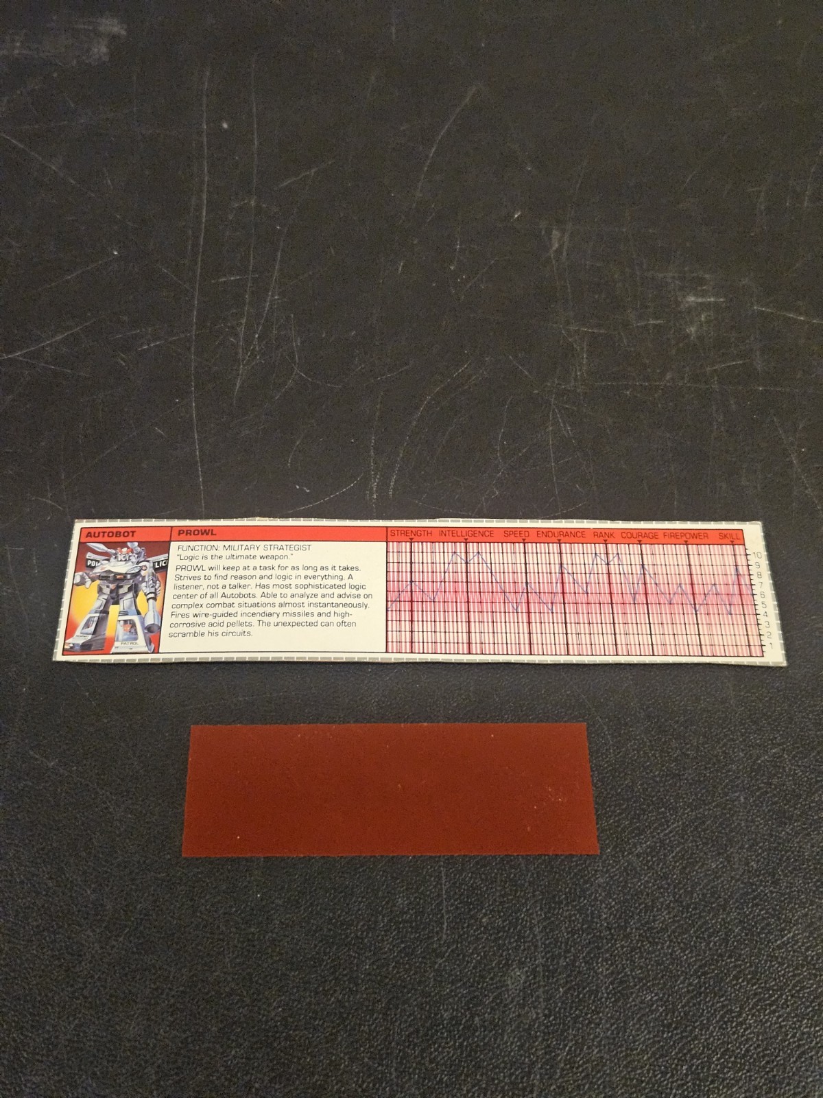 Lotto Decoder Vintage Transformers G1 Autobot Figure Prowl 1984 Tech Spec Rosso