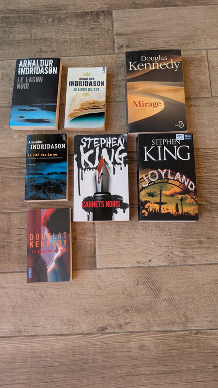 7 thrillers ( Kennedy, Indridason Stephen King)