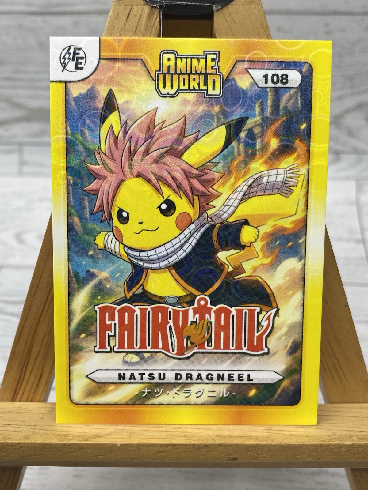 Pikachu As Cosplay Natsu Dragneel Fairy Tail Anime World Fan Art Prism Holo Card