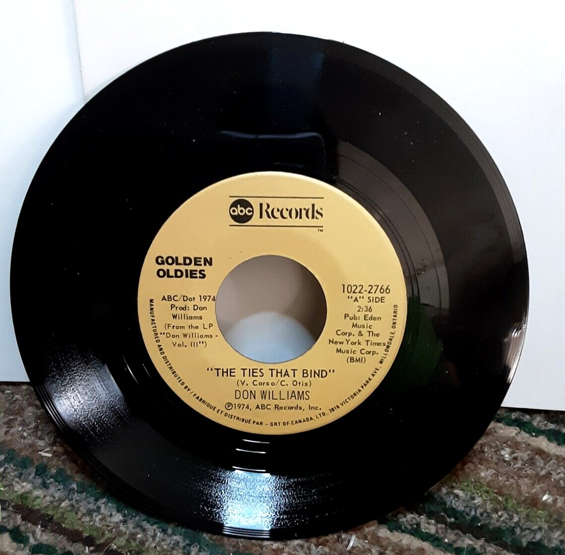 Don Williams The Ties That Bind Golden Oldies 45 Record ABC 70s