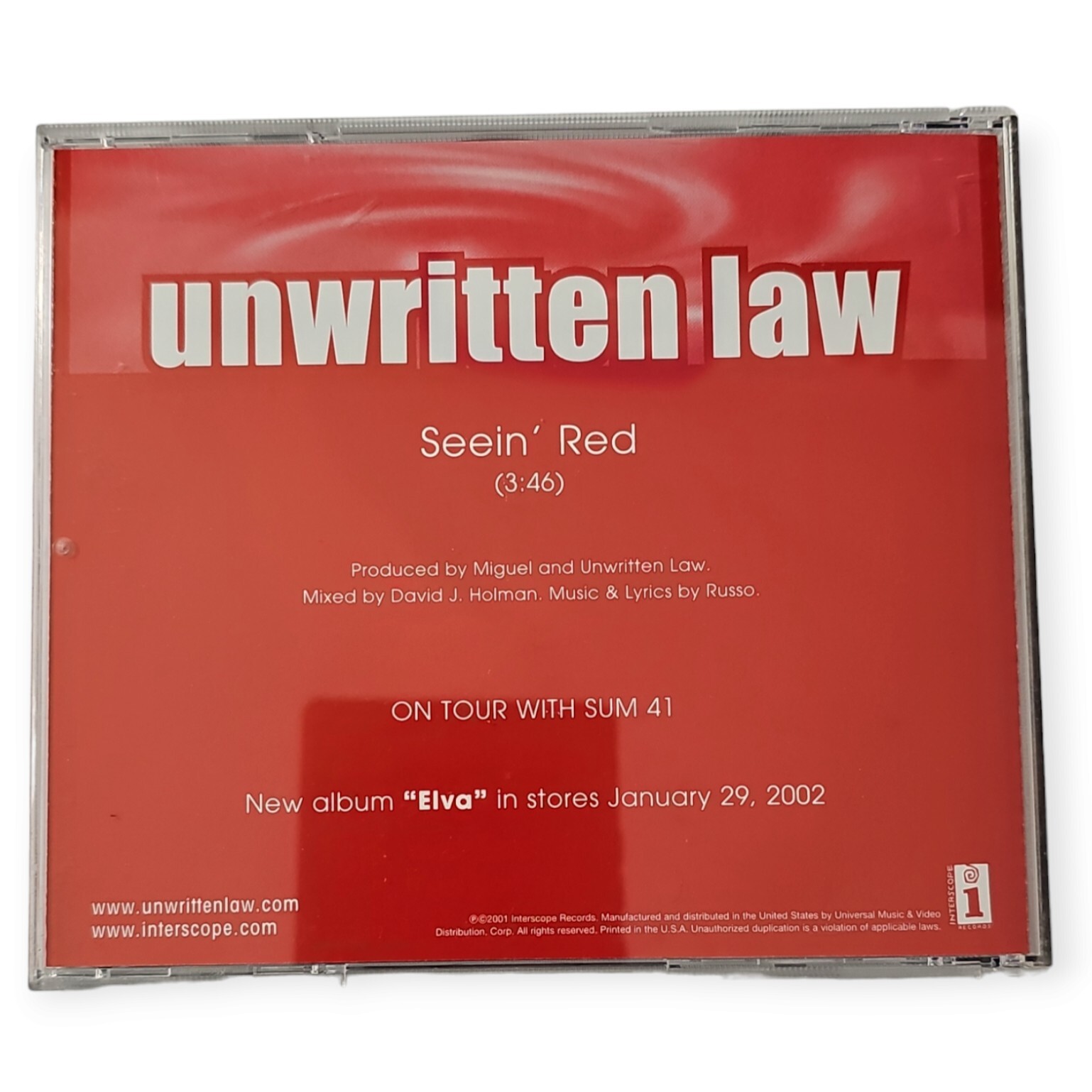 Unwritten Law – Seein' Red [2001 Promotional CD Single]