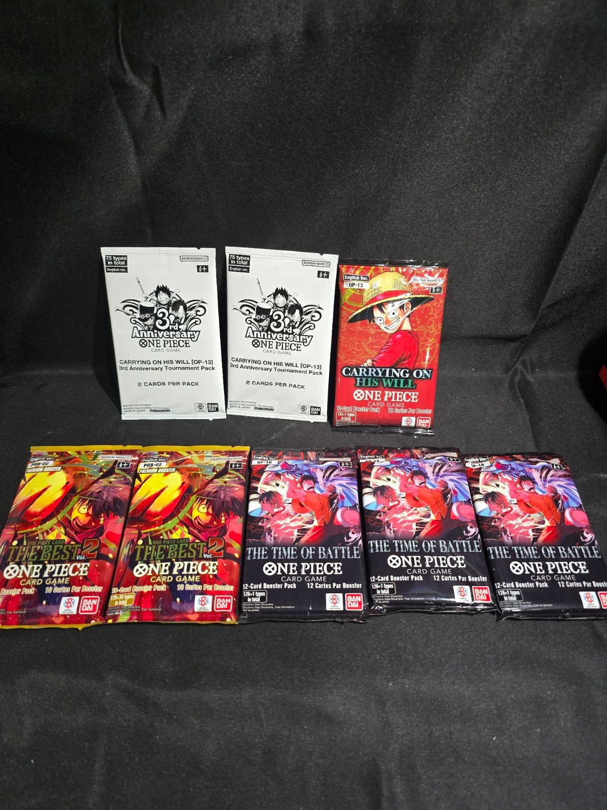 One Piece TCG Sealed Booster Pack Lot x8 PRB-02 OP-13 OP-16 3rd Anniversary