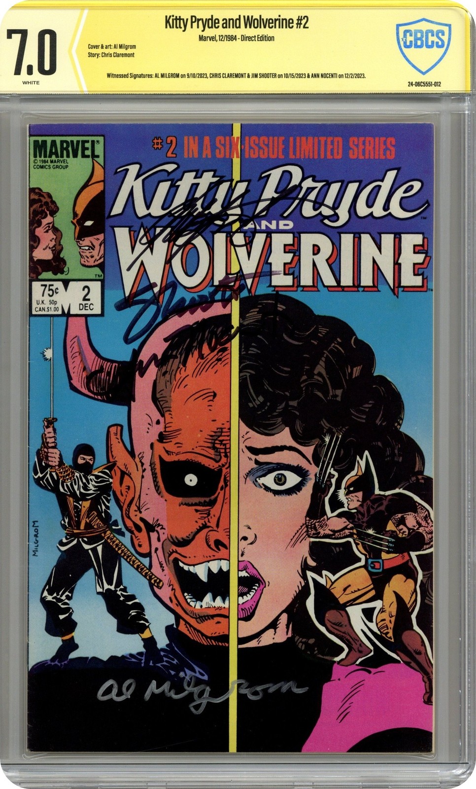 Kitty Pryde and Wolverine #2 CBCS 7.0 Testimone Sig 1984