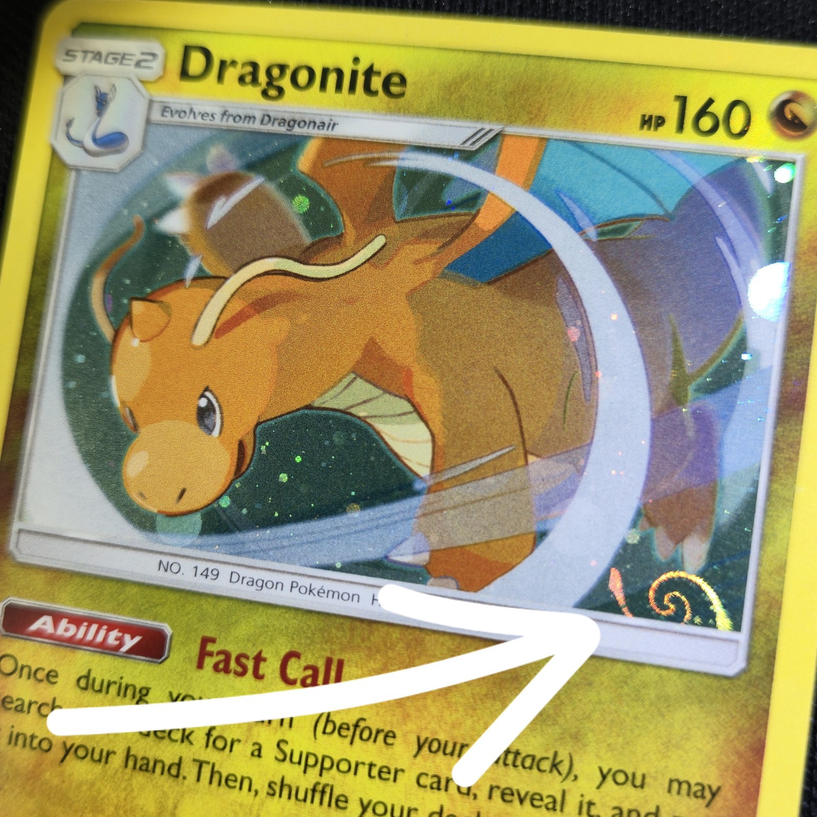 Carta Pokemon promozionale HD GALAXY SWIRL BLEED 🌀💫 Dragonite 119/181 Team Cosmos Holo