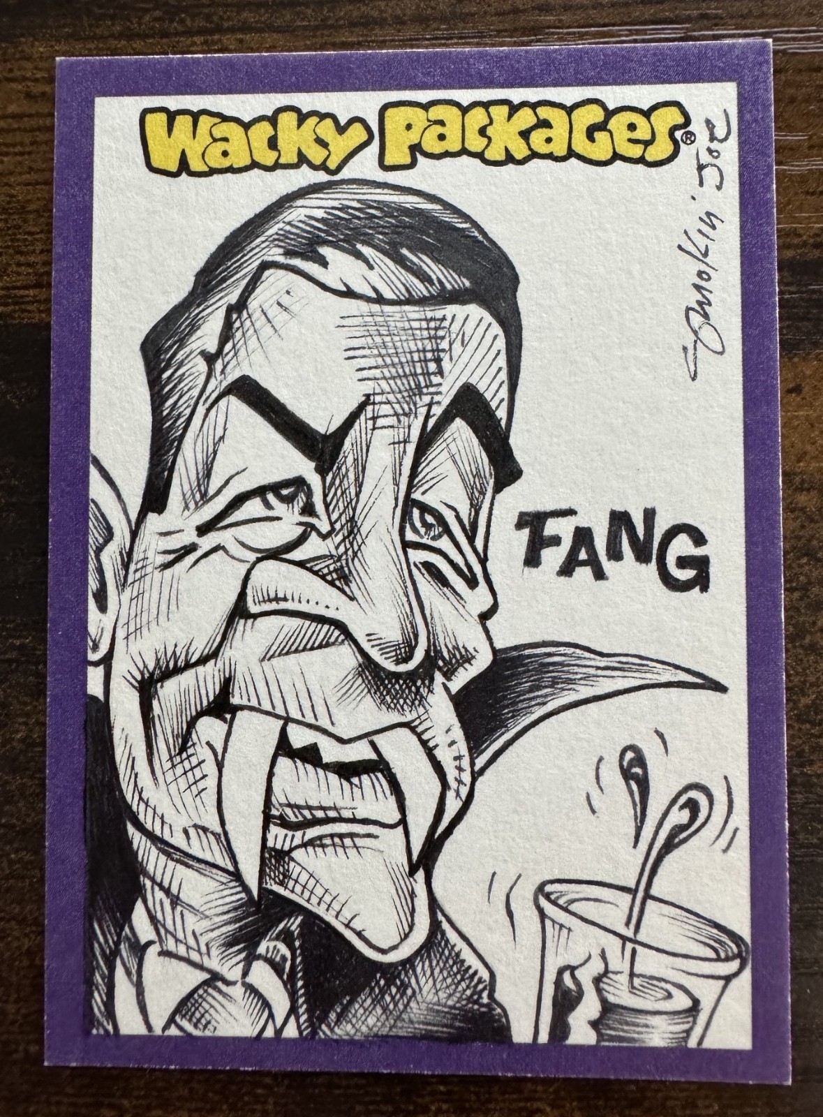 2014 Topps Wacky Packages SMOKIN' JOE McWilliams Sketch Card FANG Tang Vampire