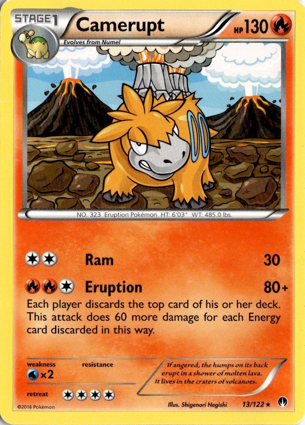 Camerupt 13/122 Raro Pokemon Breakpoint Danneggiato