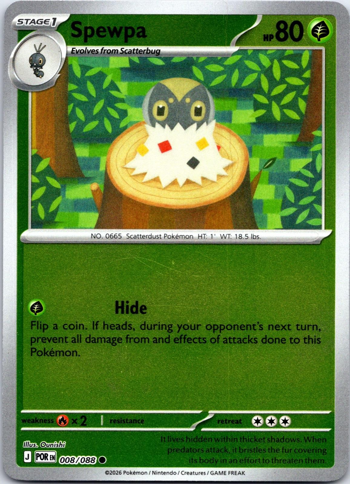 Spewpa 008/088 Common Perfect Order Pokemon Reverse Holo NM