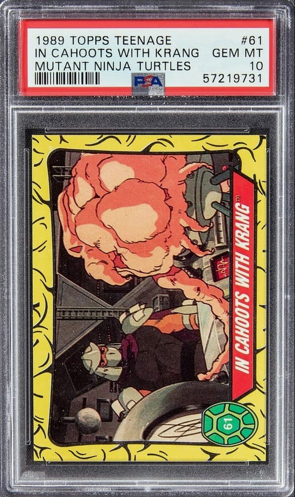 1989 Topps Teenage Mutant Ninja Turtles #61 in combutta con Krang PSA 10