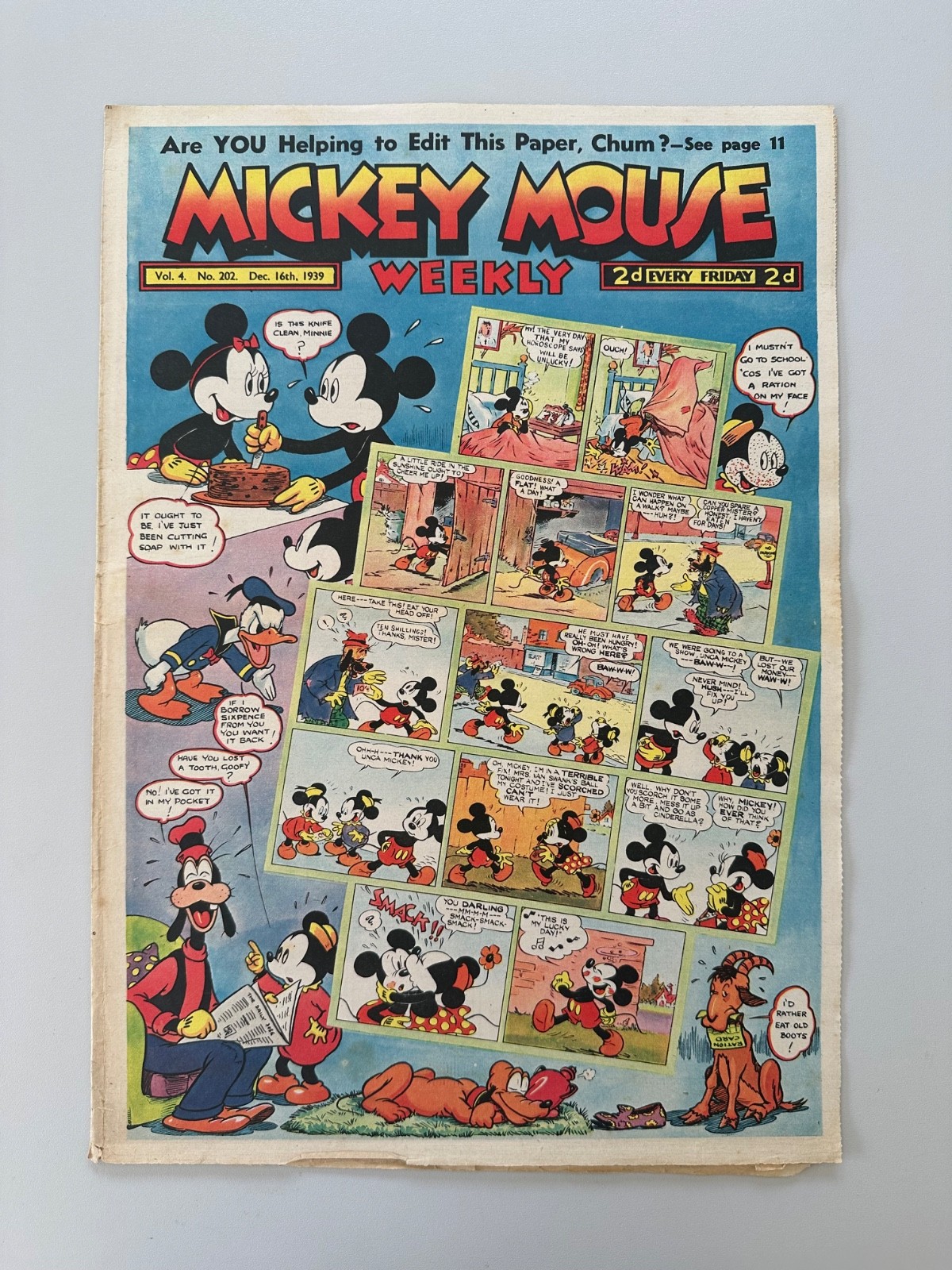 Mickey Mouse Weekly Comic #202 December 16th 1939 FN- RARE