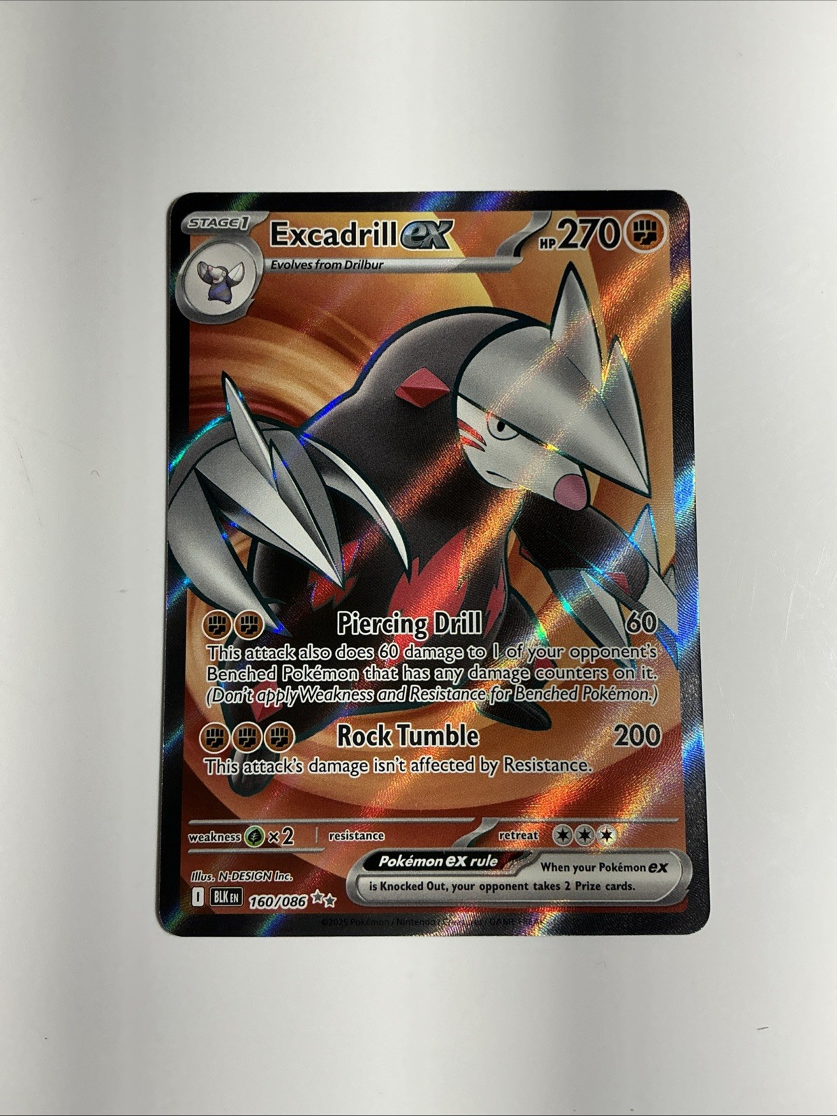 Excadrill ex 160/086 Sv: Black Bolt Holo English Pokémon Full Art