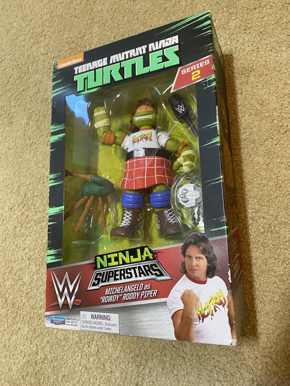 TMNT WWE Michelangelo Rowdy Roddy Piper Action Figure Superstars Playmates New