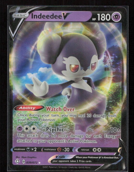 Indeedee V 039/072 Holo Ultra Rara Destino Splendente Pokemon quasi nuova