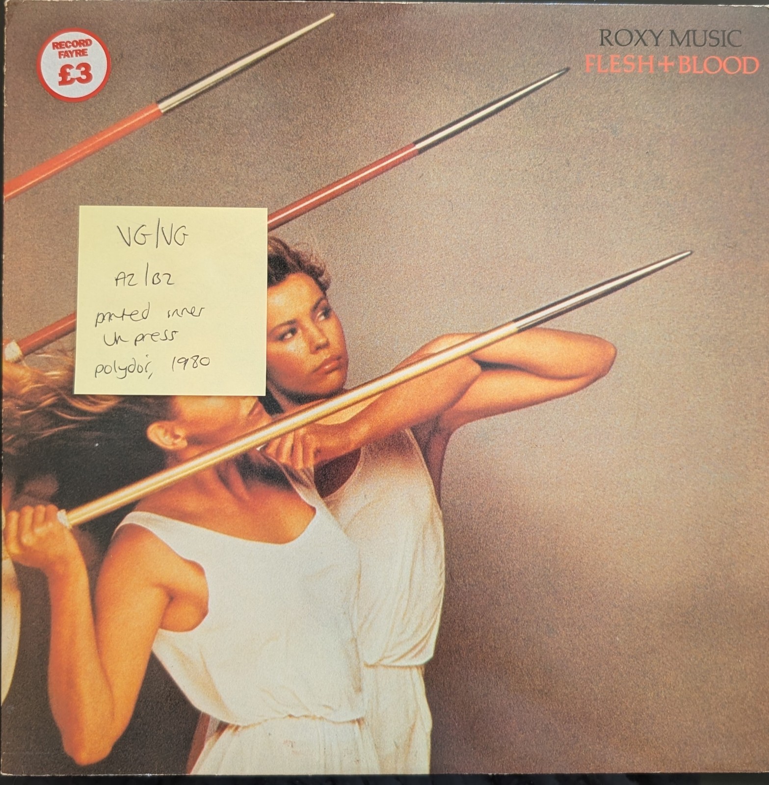 Roxy Music Flesh + Blood Vinyl Record VG/VG POLH 002 1980