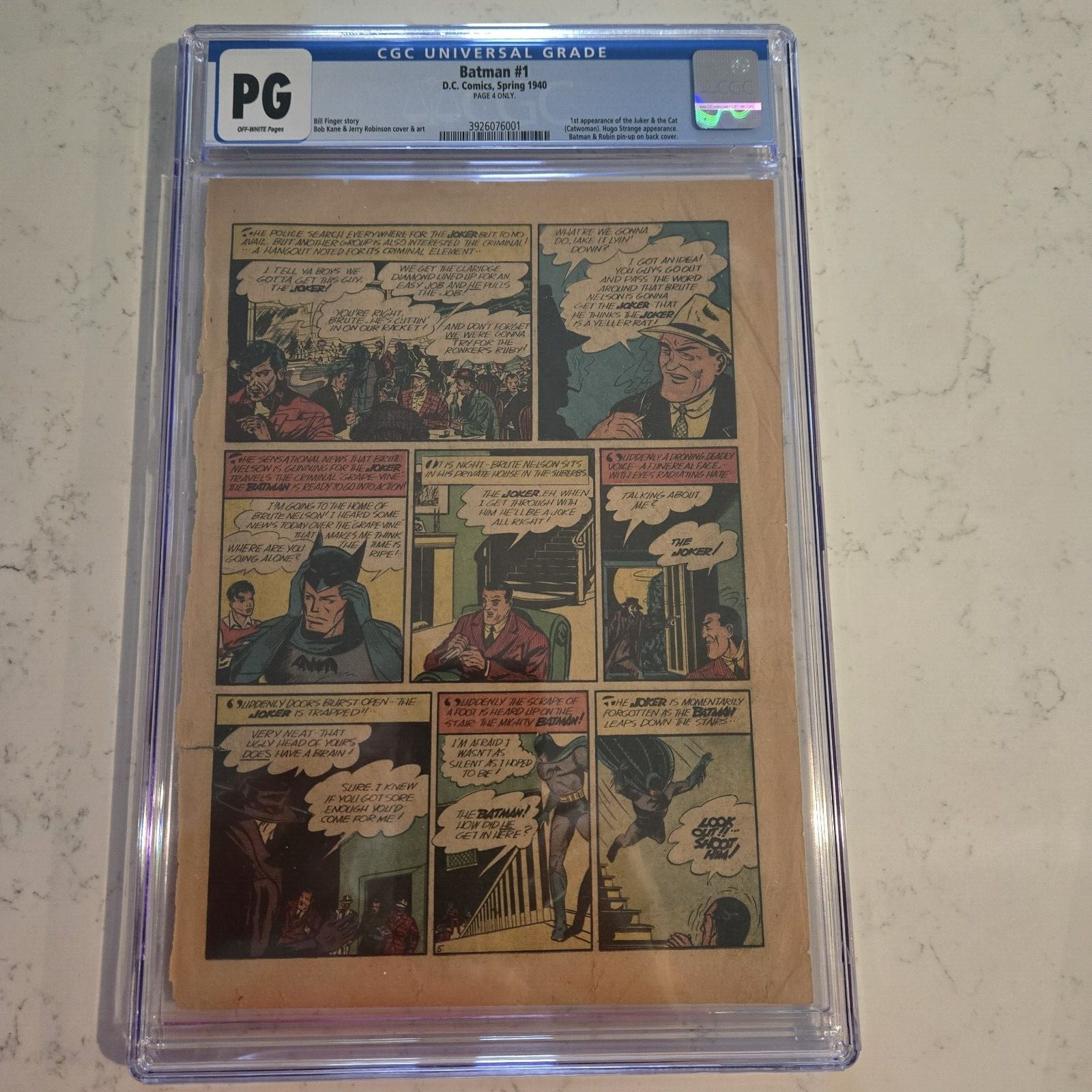 BATMAN #1 NG PG CGC Page 4 only Golden Age 1st ever Joker in same panel FIGHT!