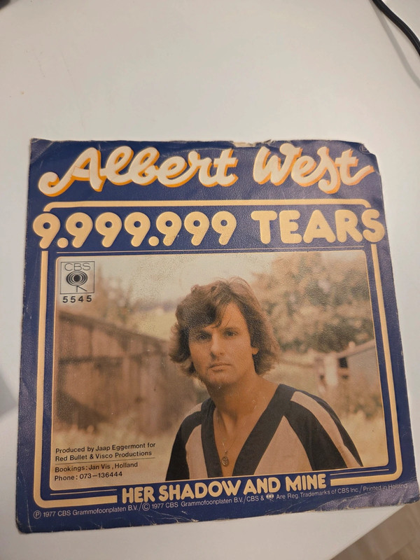 Aleert West 9.999.999 Tears 7 inch singel vinyl