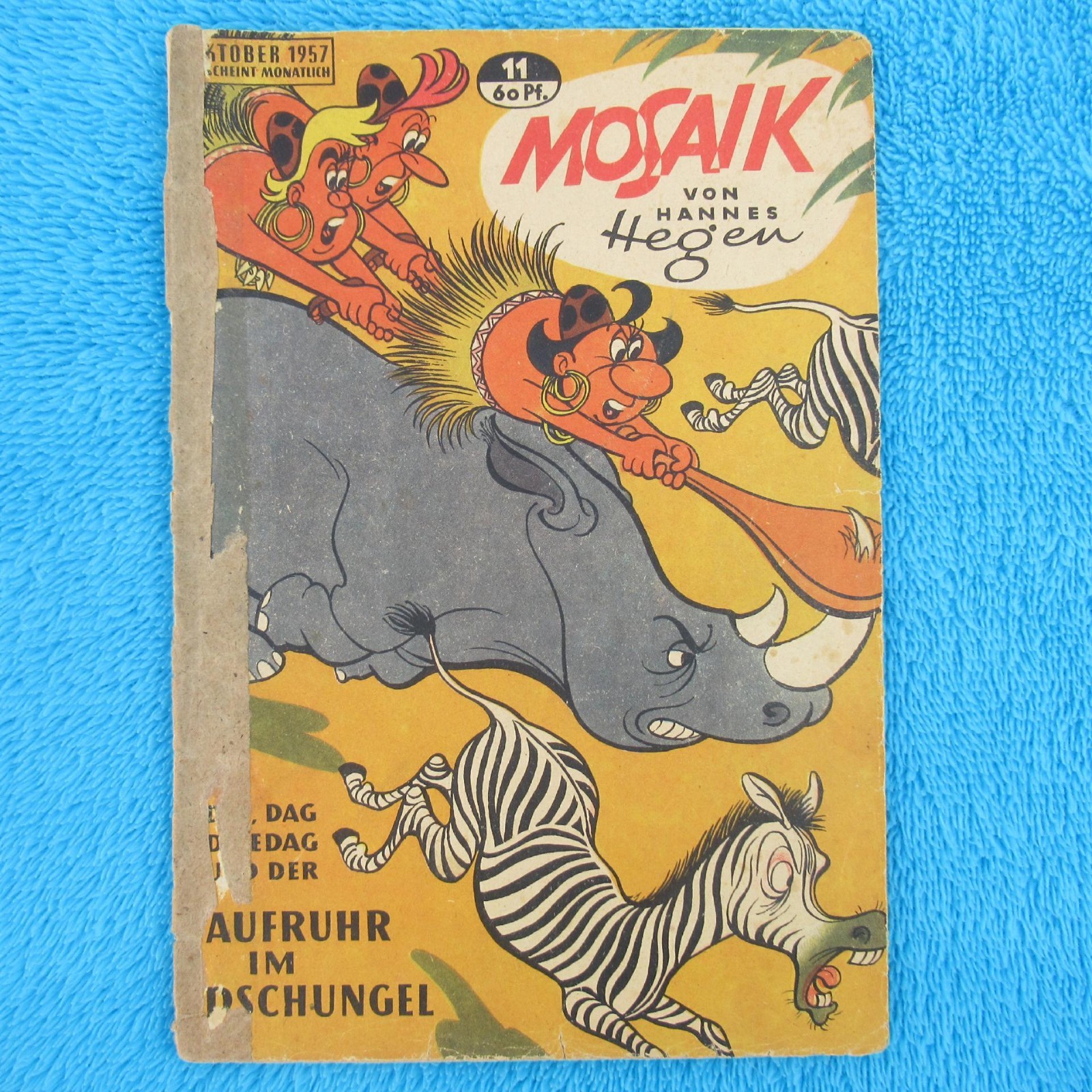 MOSAICO Digedags n.11 "Rivolta nella giungla" RDT 1957 Hannes Hegen incollato