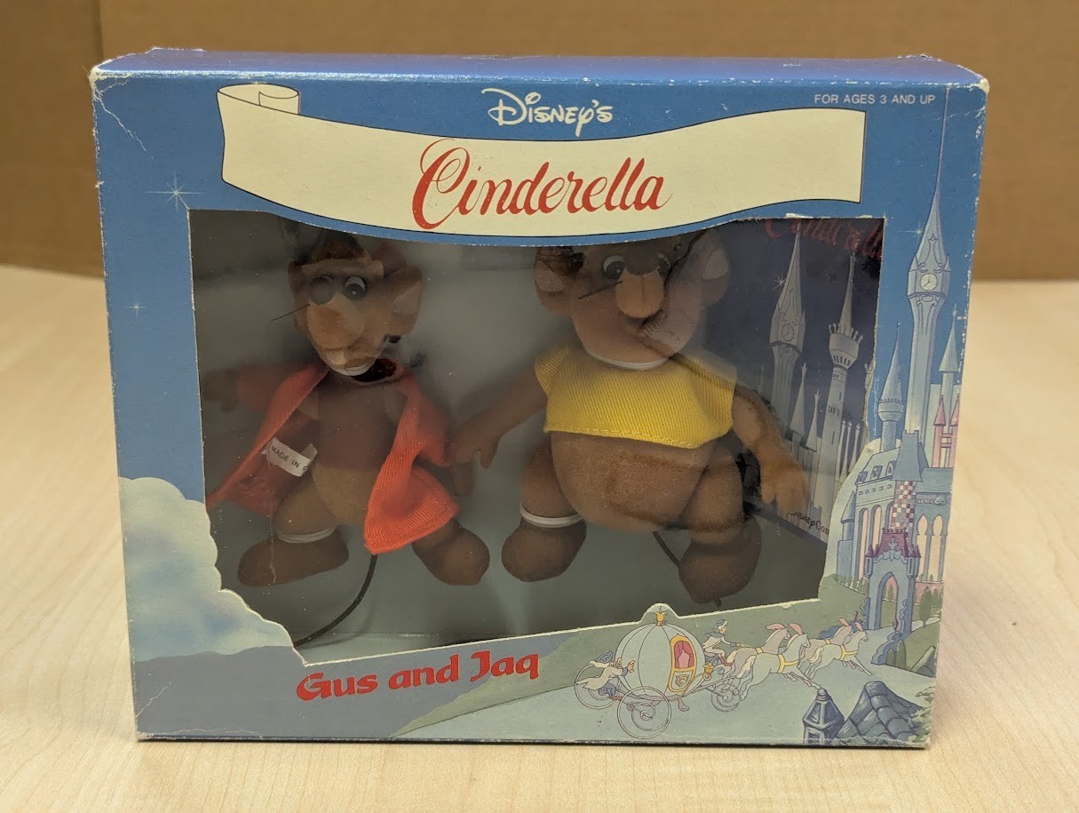 New Disney Cinderella "Gus and Jaq" Mice Figure Set Bikin Express 1980s Boxed