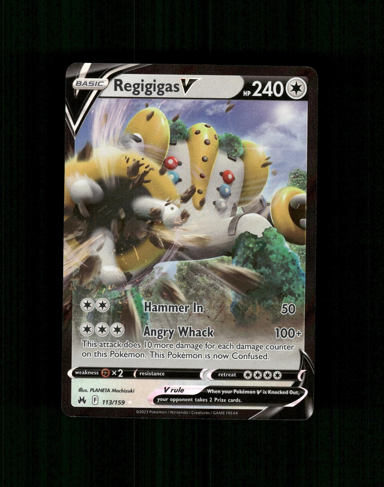 Regigigas V 113/159 Holo V Raro Pokemon Corona Zenith quasi nuovo
