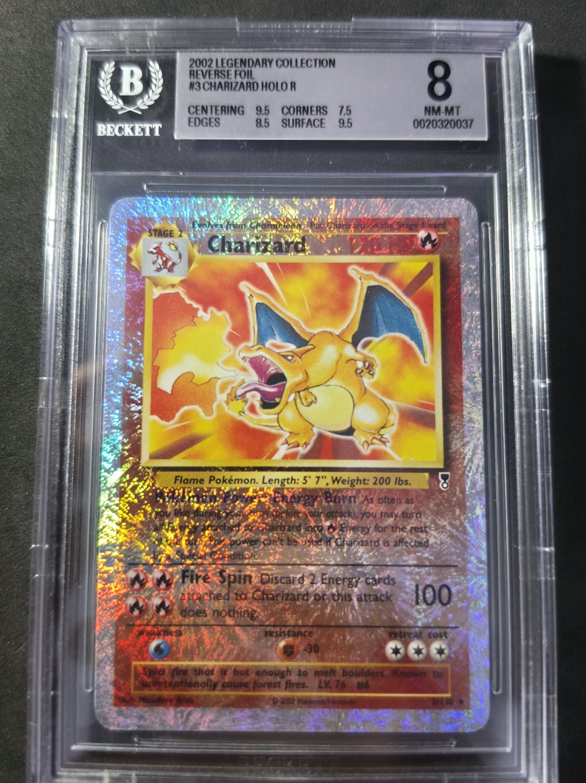 Pokémon Charizard Legendary Collection #3 Reverse BGS 8 strong  9.5 surface🔥🔥