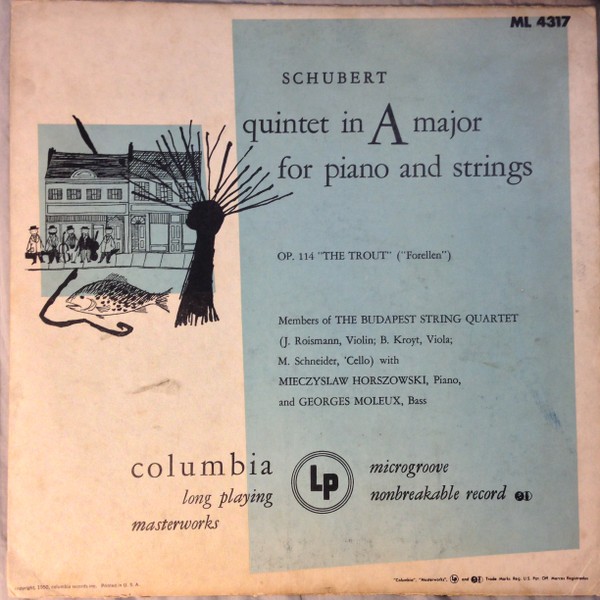 Franz Schubert, Budapest String Quartet, The Trout Quintet In A Major For Piano