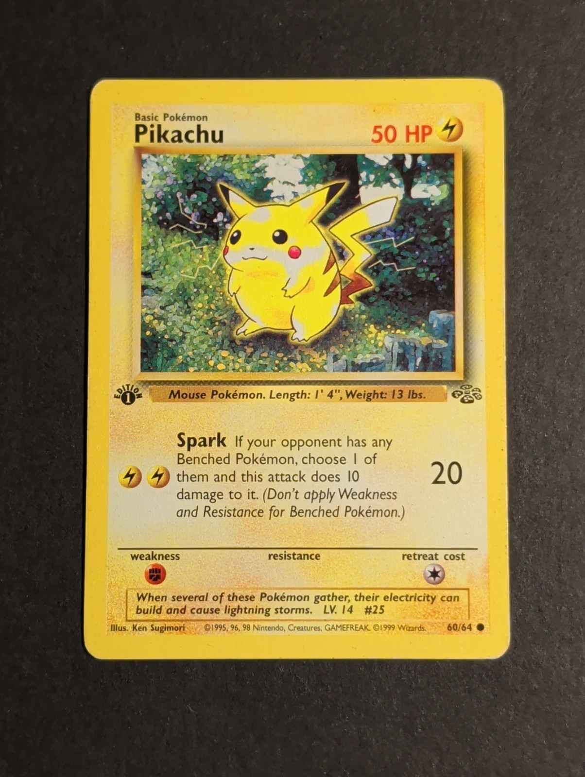 Pikachu 60/64 Non Holo Common 1st Edition Jungle Pokémon Card LP/MP
