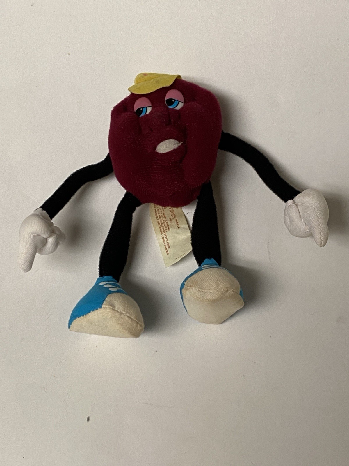 Vintage 1988 California Raisin Posable Plush Figures Plushie Toy Yellow Hat #5