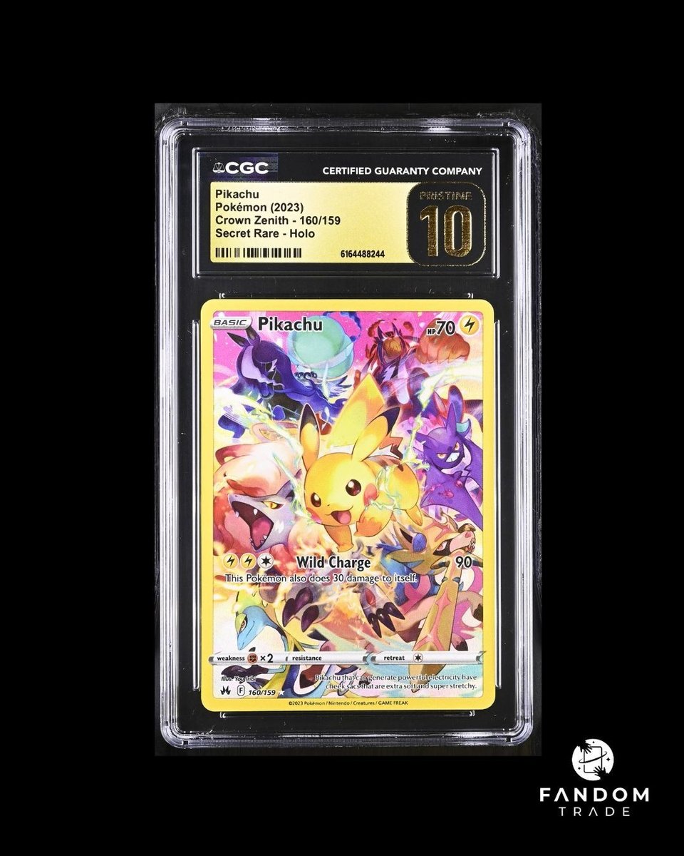 CGC 10 PRISTINE Pikachu Secret Rare 160/159 Pokemon Crown Zenith