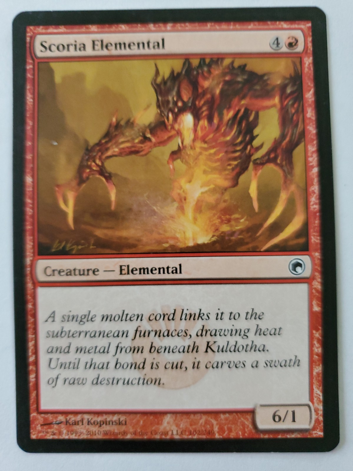 MTG Magic The Gathering Card Scoria Elemental Creature Scars of Mirrodin Red