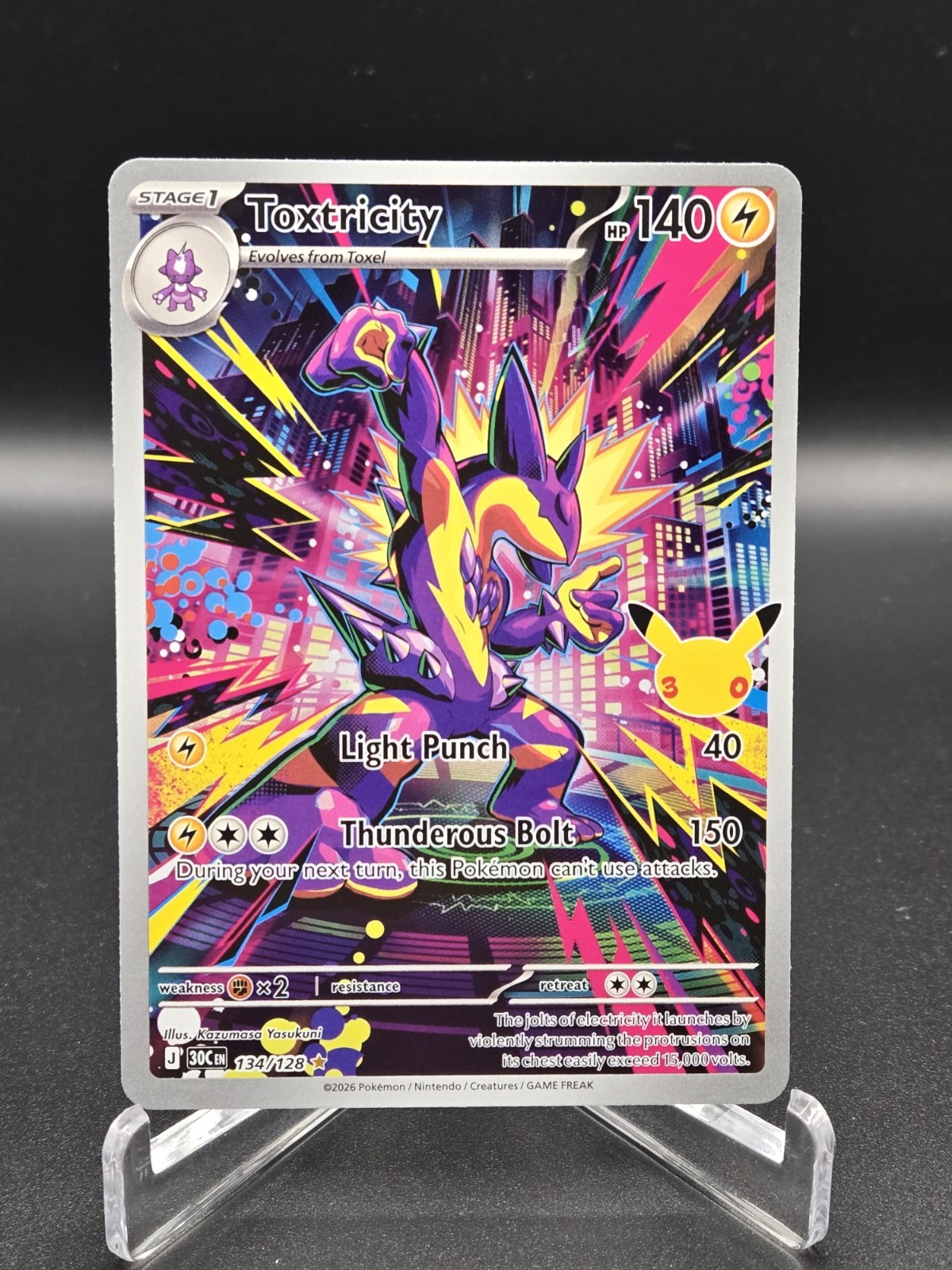 Pokémon TCG Toxtricity 134/128 Illustrazione Celebrazione 30° Anniversario Raro NM