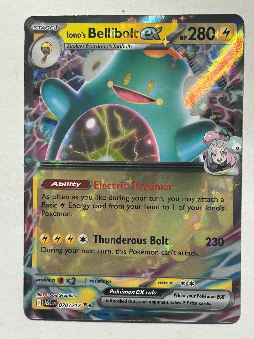 Iono's Bellibolt ex 070/217 Me: Ascended Heroes DOPPIO RARO Holo-COME NUOVO