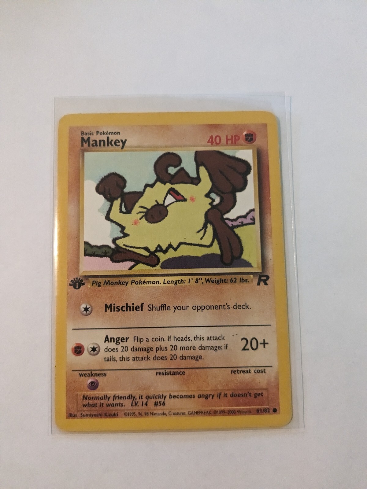 Mankey 1st Edition 61/82 Common Team Rocket Pokemon Vintage 2000 WOTC