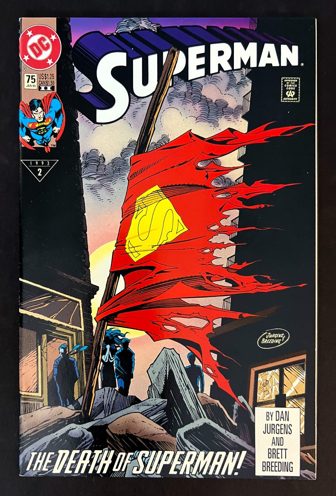 SUPERMAN #75 2nd PRINT White Logo DEATH OF SUPERMAN Gatefold Cover DC 1993